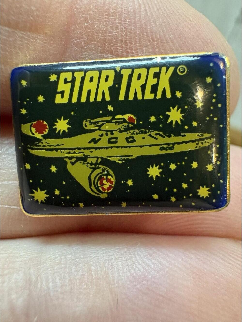 Vintage Star Trek USS Enterprise Lapel Pin Back Badge Enamel